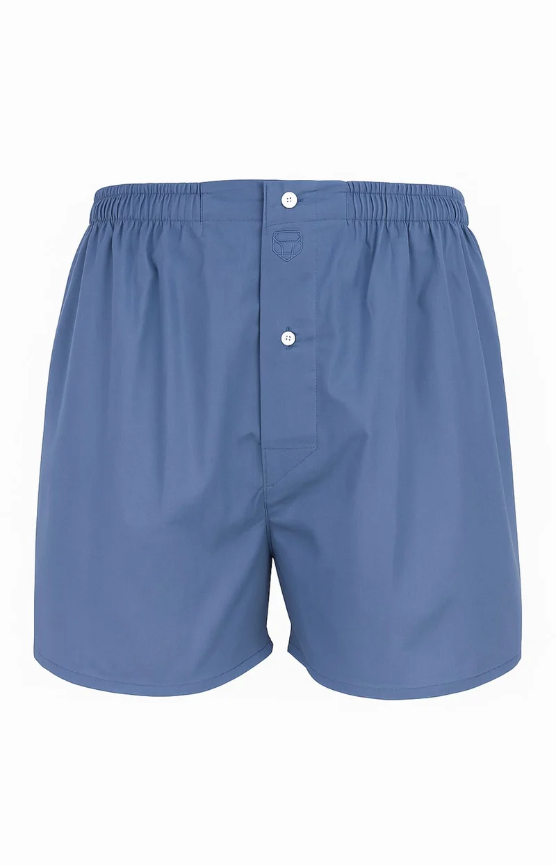 Caleçon classique en popeline de coton - Bleu Jean