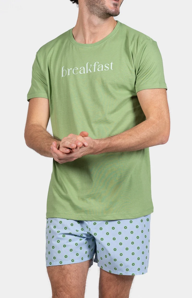 Pyjaméricain en jersey et popeline de coton - Kiwi