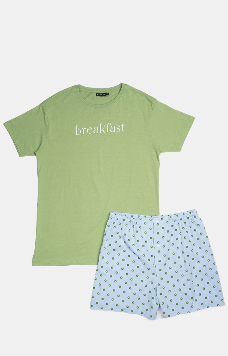 Pyjaméricain en jersey et popeline de coton - Kiwi