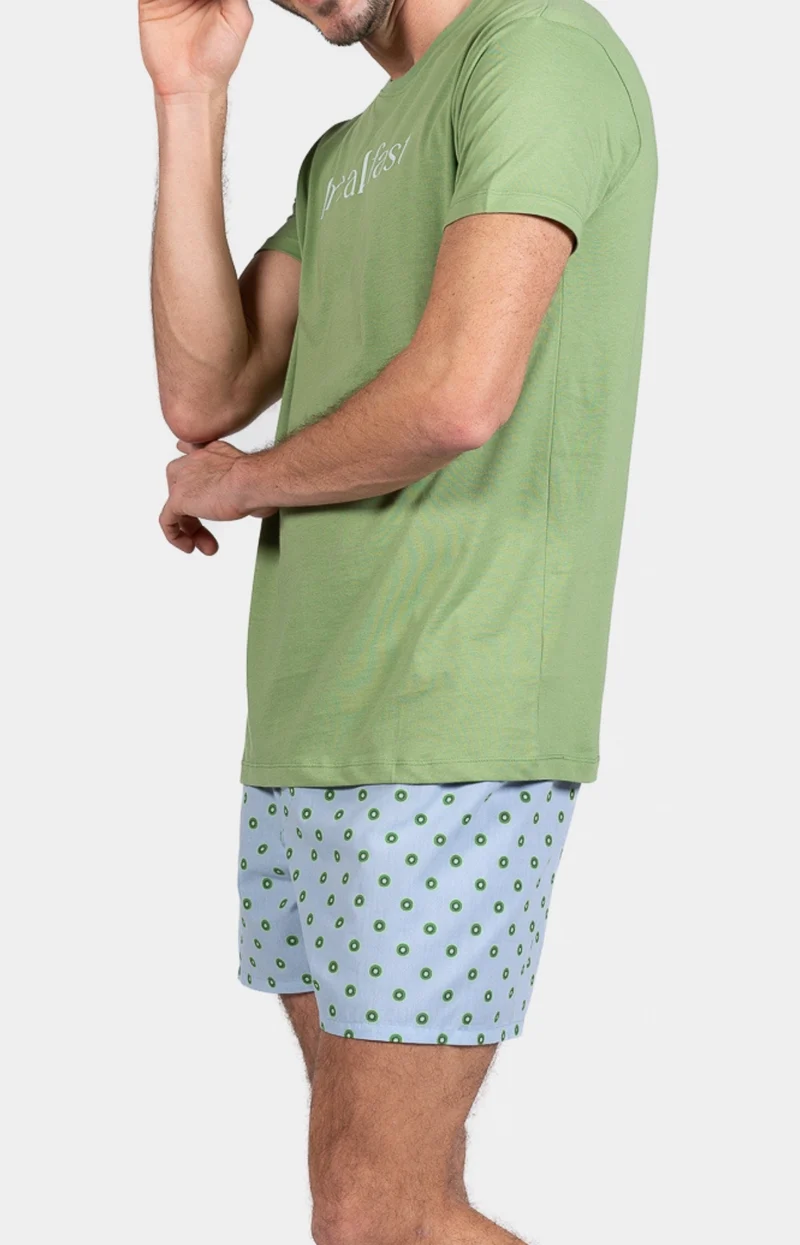 Pyjaméricain en jersey et popeline de coton - Kiwi