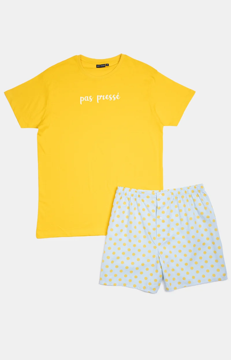 Pyjaméricain en jersey et popeline de coton - Lemon