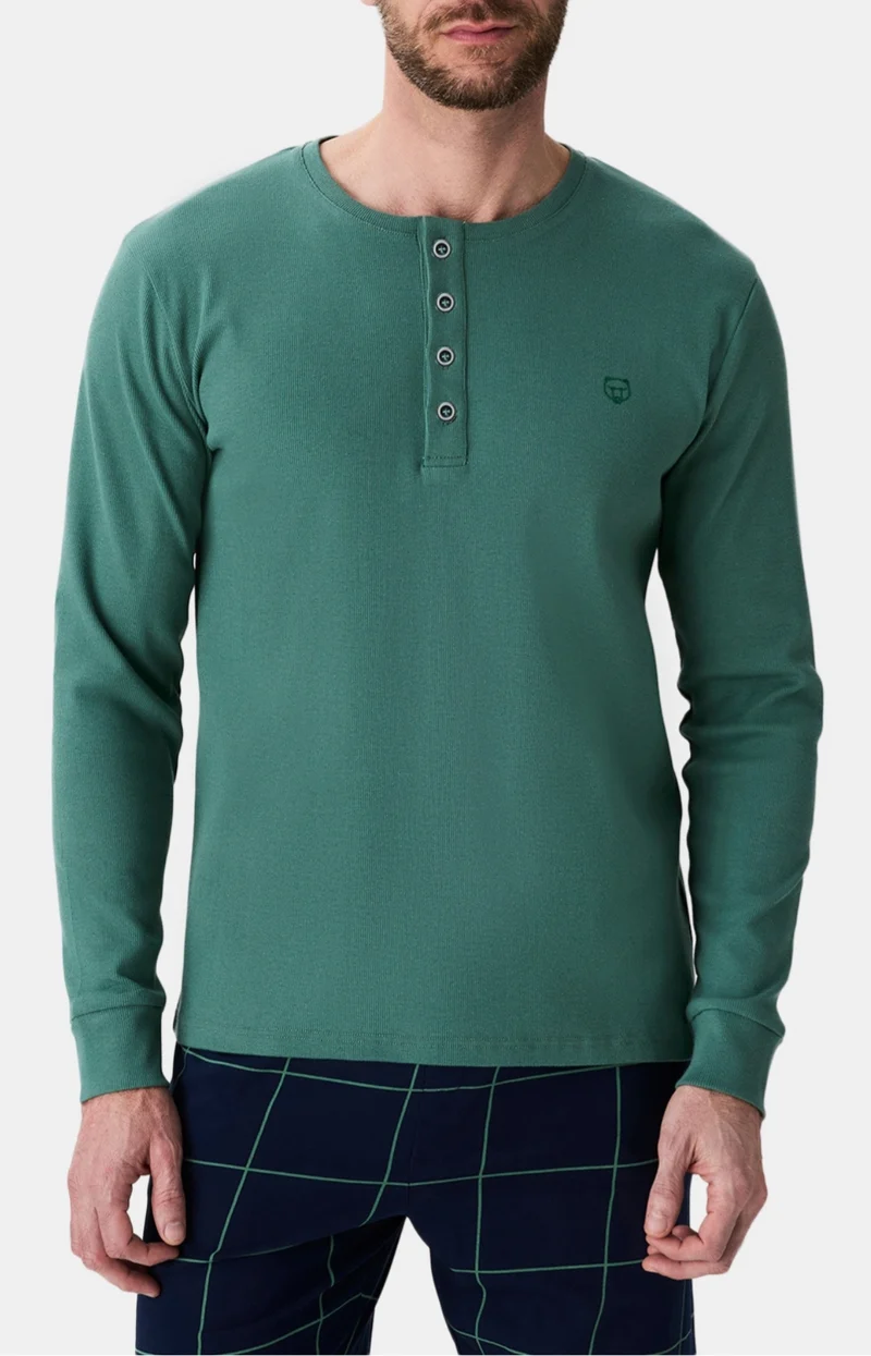 Tee-shirt manches longues en jersey de coton et modal - Lichen