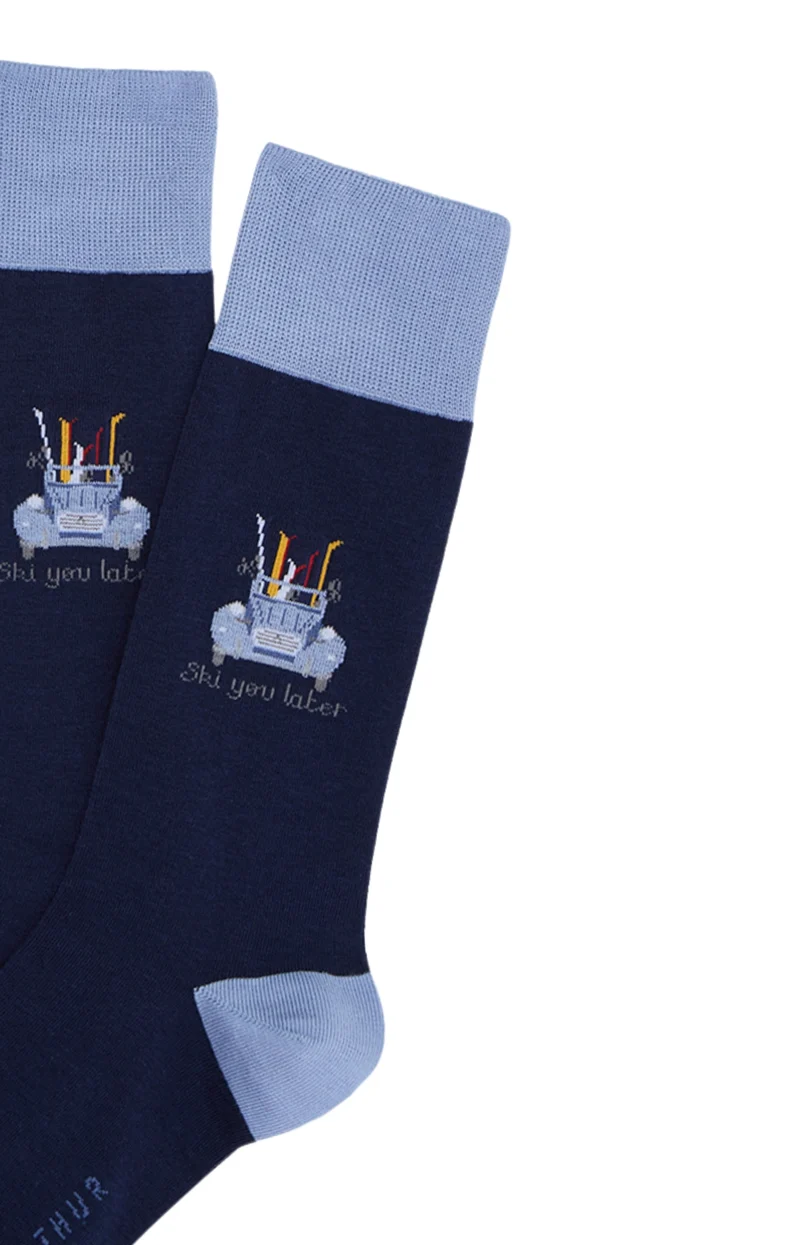Chaussettes en coton - Ski You Later Marine
