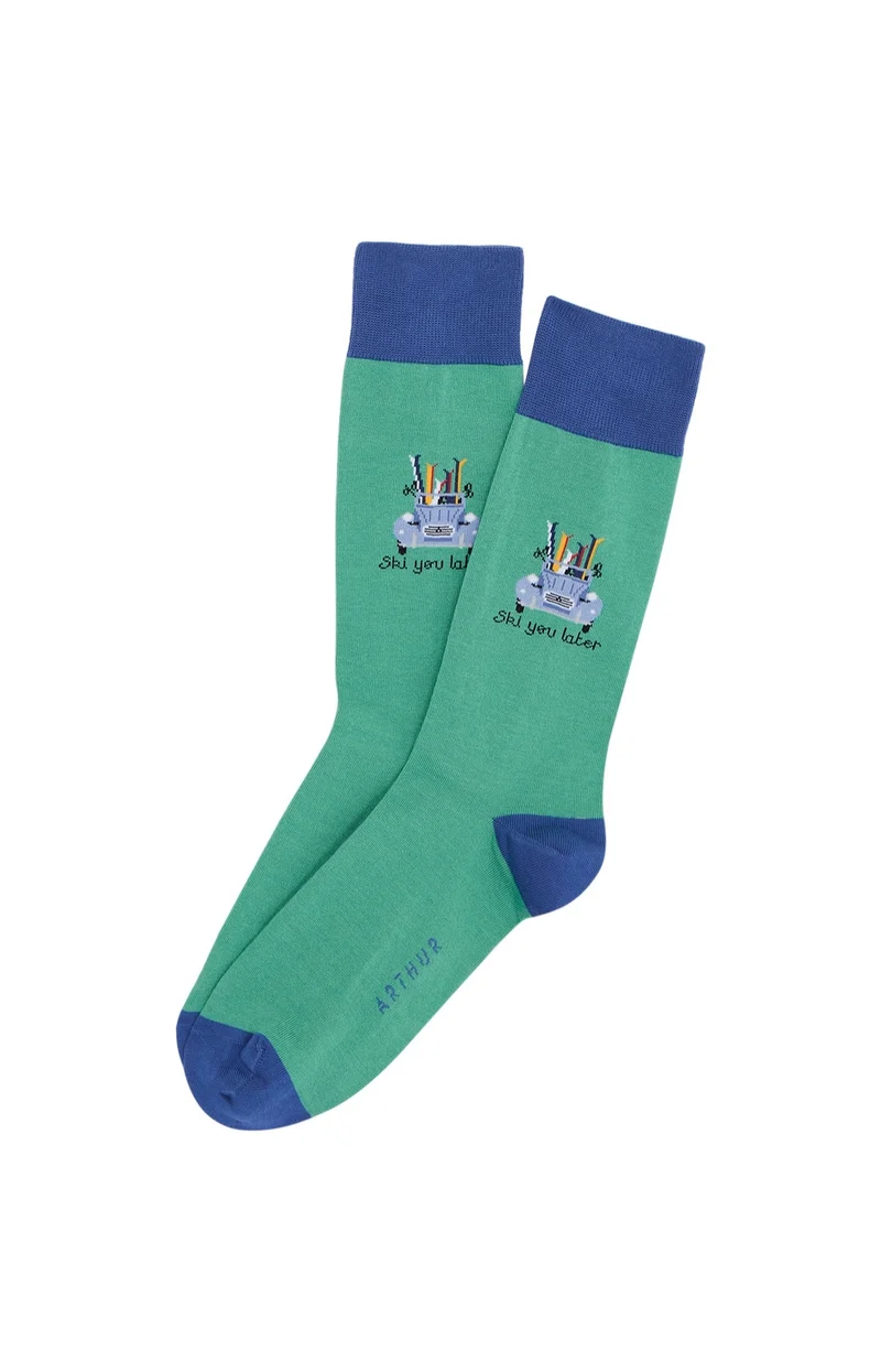 Chaussettes en coton - Ski You Later Vert