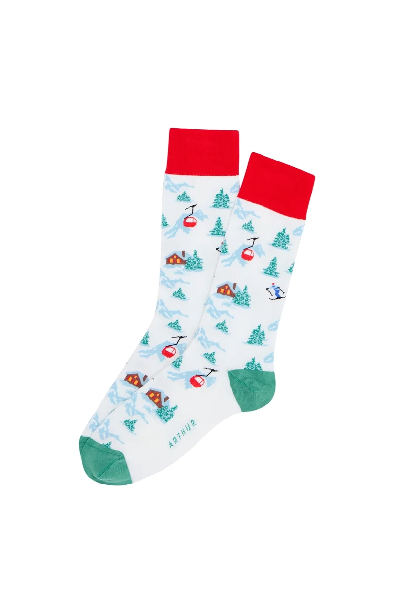 Chaussettes en coton - Noël en altitude Neige