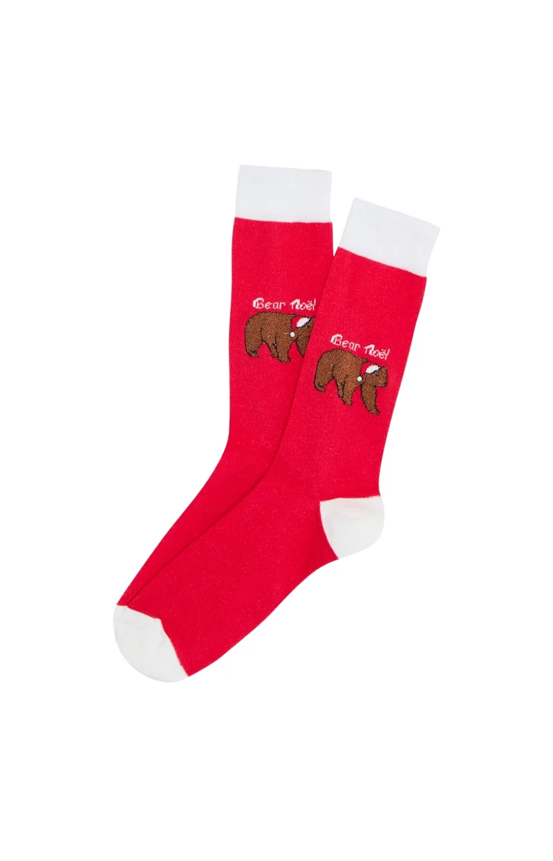 Chaussettes en coton - Bear Noël Rouge