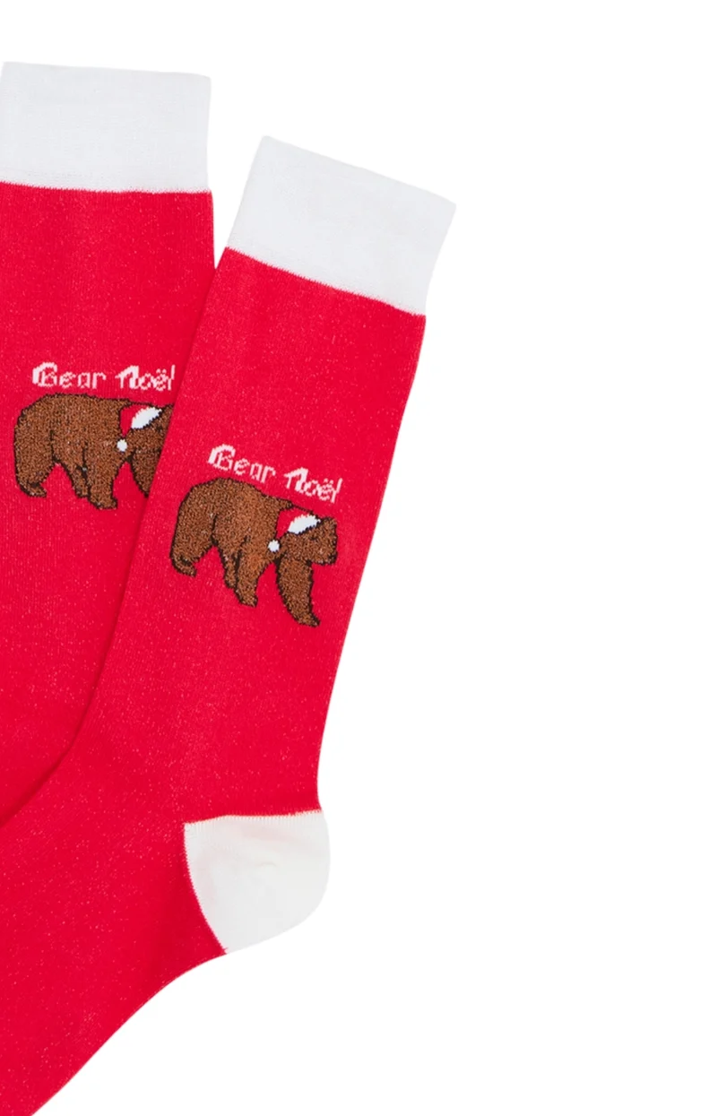 Chaussettes en coton - Bear Noël Rouge