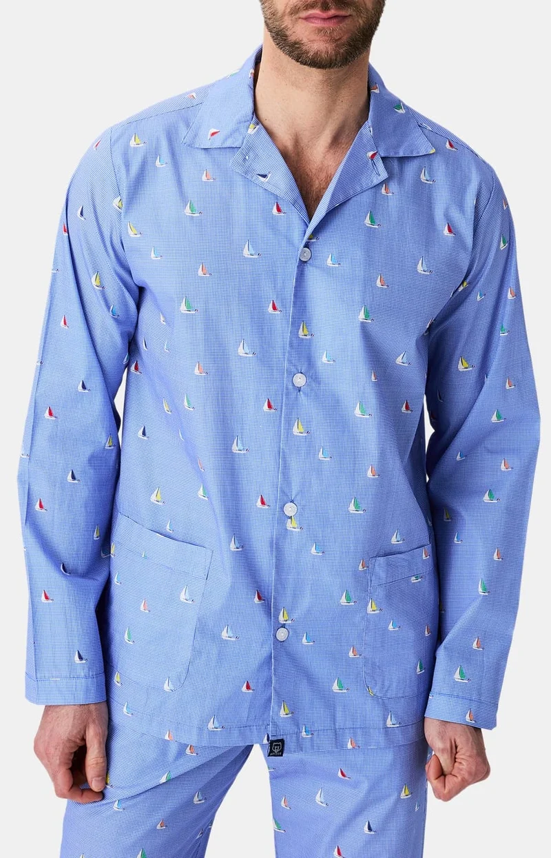 Pyjama boutonné en popeline de coton - Boat