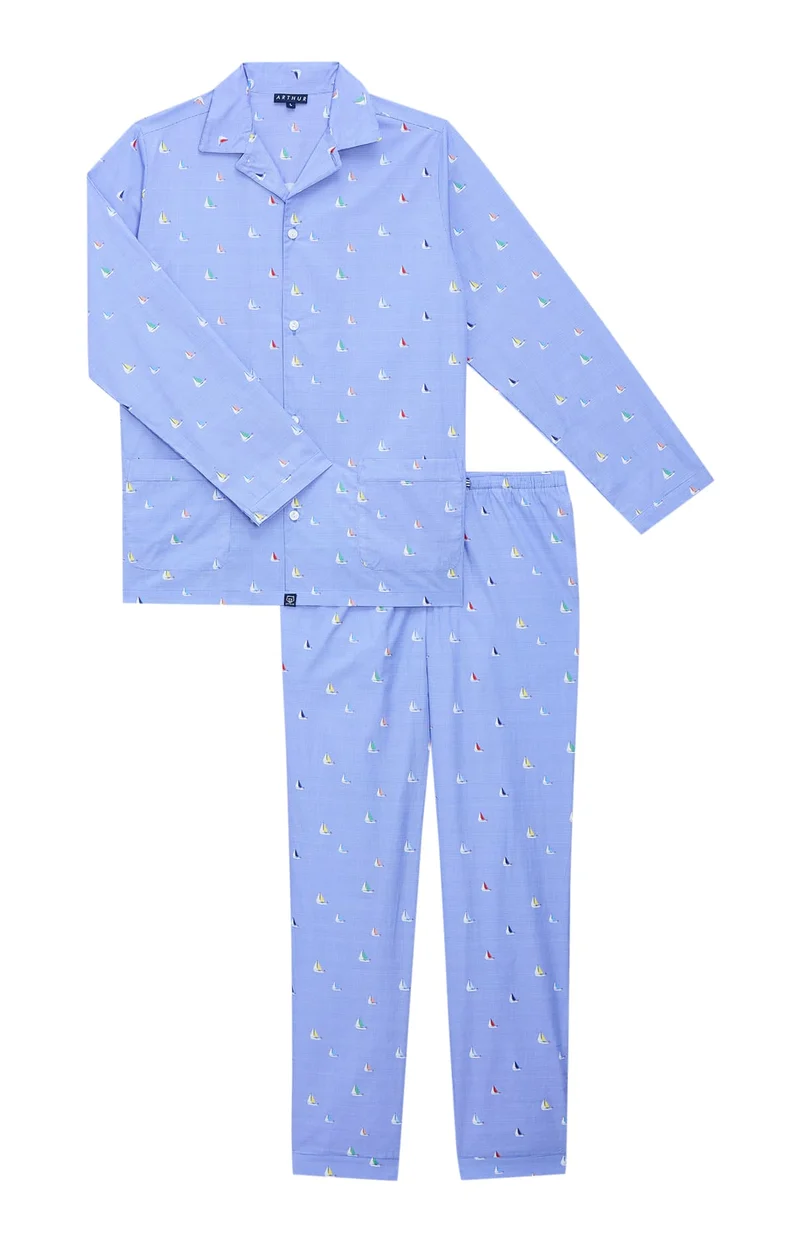 Pyjama boutonné en popeline de coton - Boat