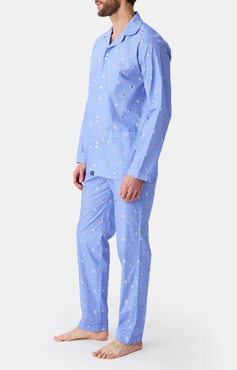 Pyjama boutonné en popeline de coton - Boat