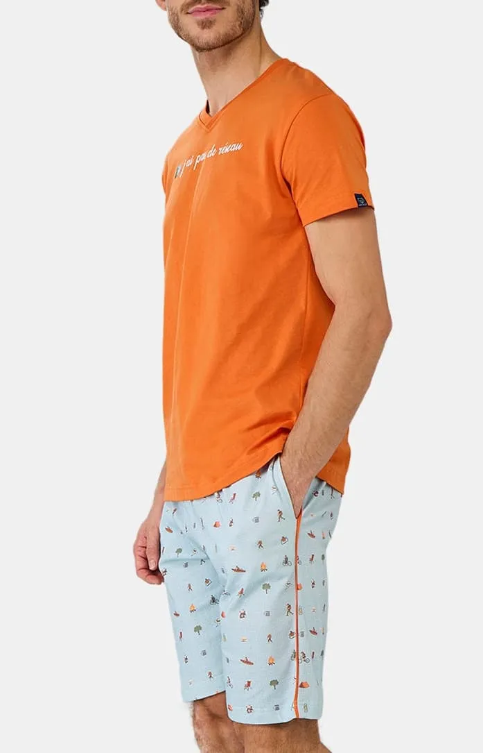 Pyjashort en jersey de coton léger - Camping