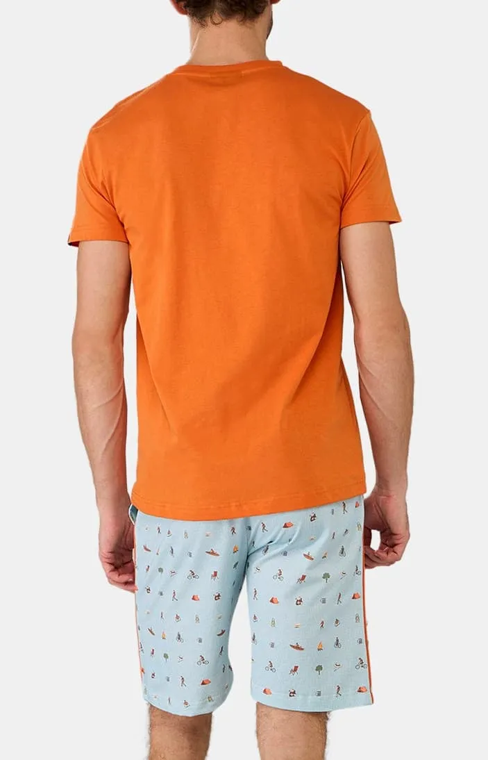 Pyjashort en jersey de coton léger - Camping