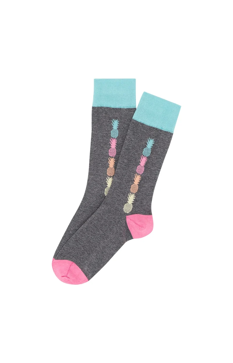 Chaussettes en coton - Ananas Gris