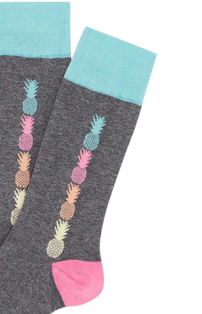 Chaussettes en coton - Ananas Gris