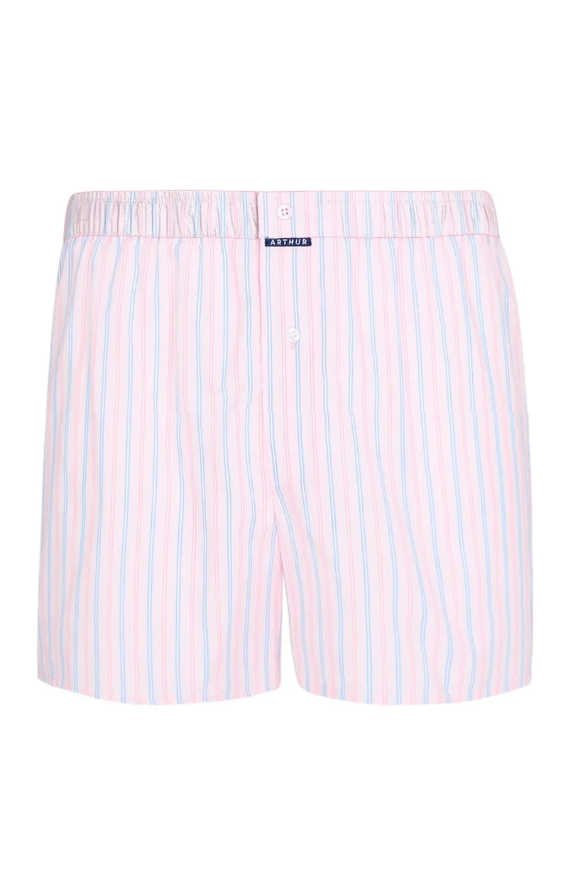 Caleçon classique en popeline de coton - Rayure Rose doux