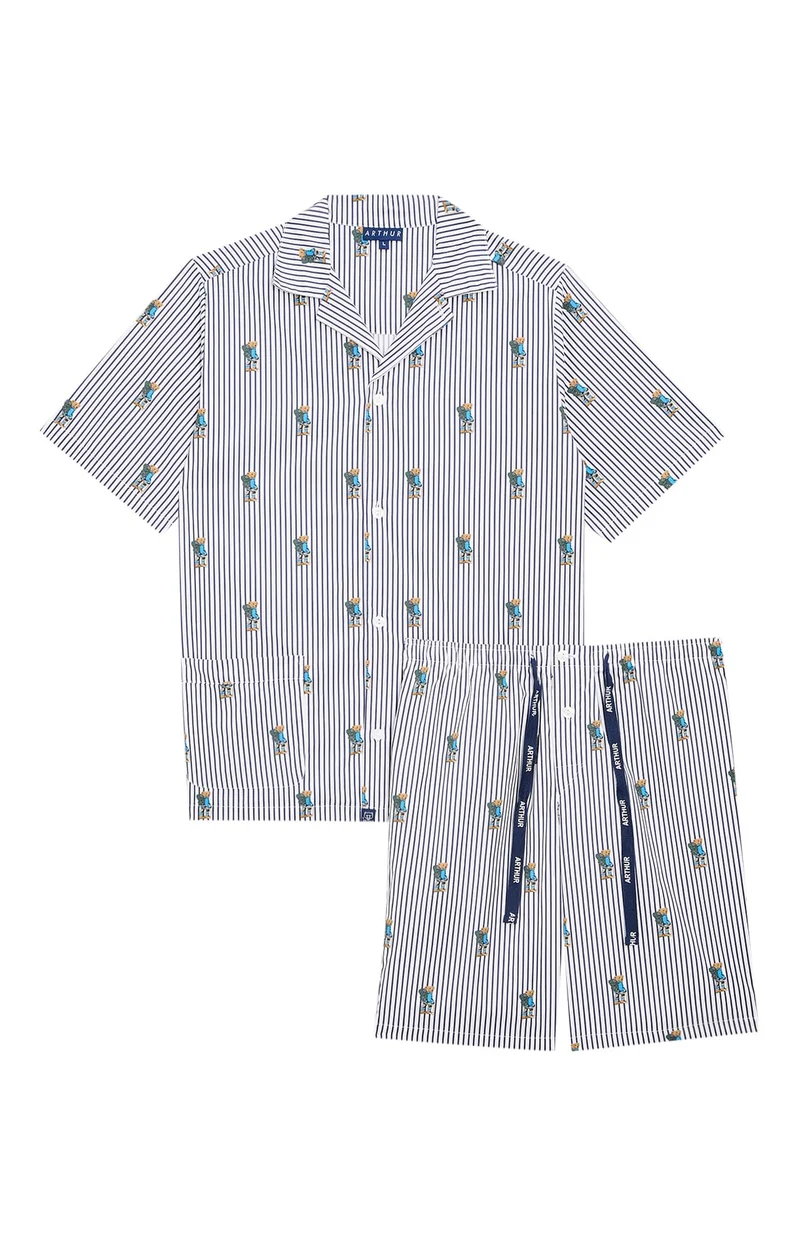 Pyjama court boutonné en popeline de coton - Randormeur