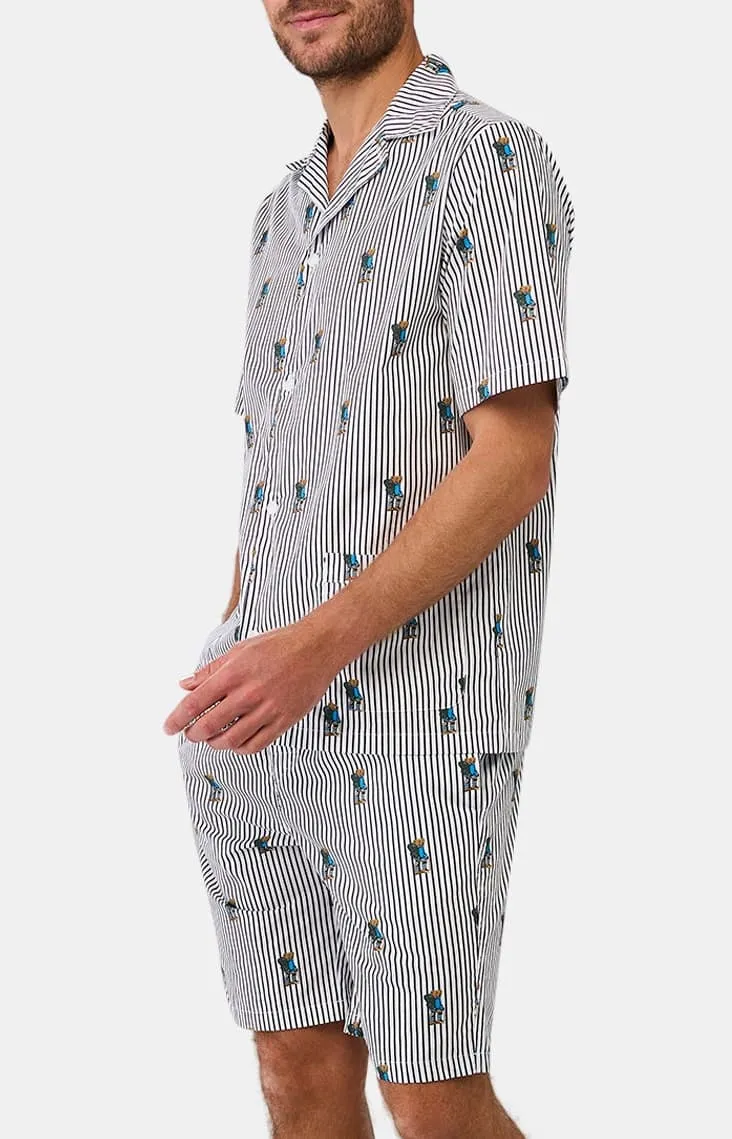 Pyjama court boutonné en popeline de coton - Randormeur