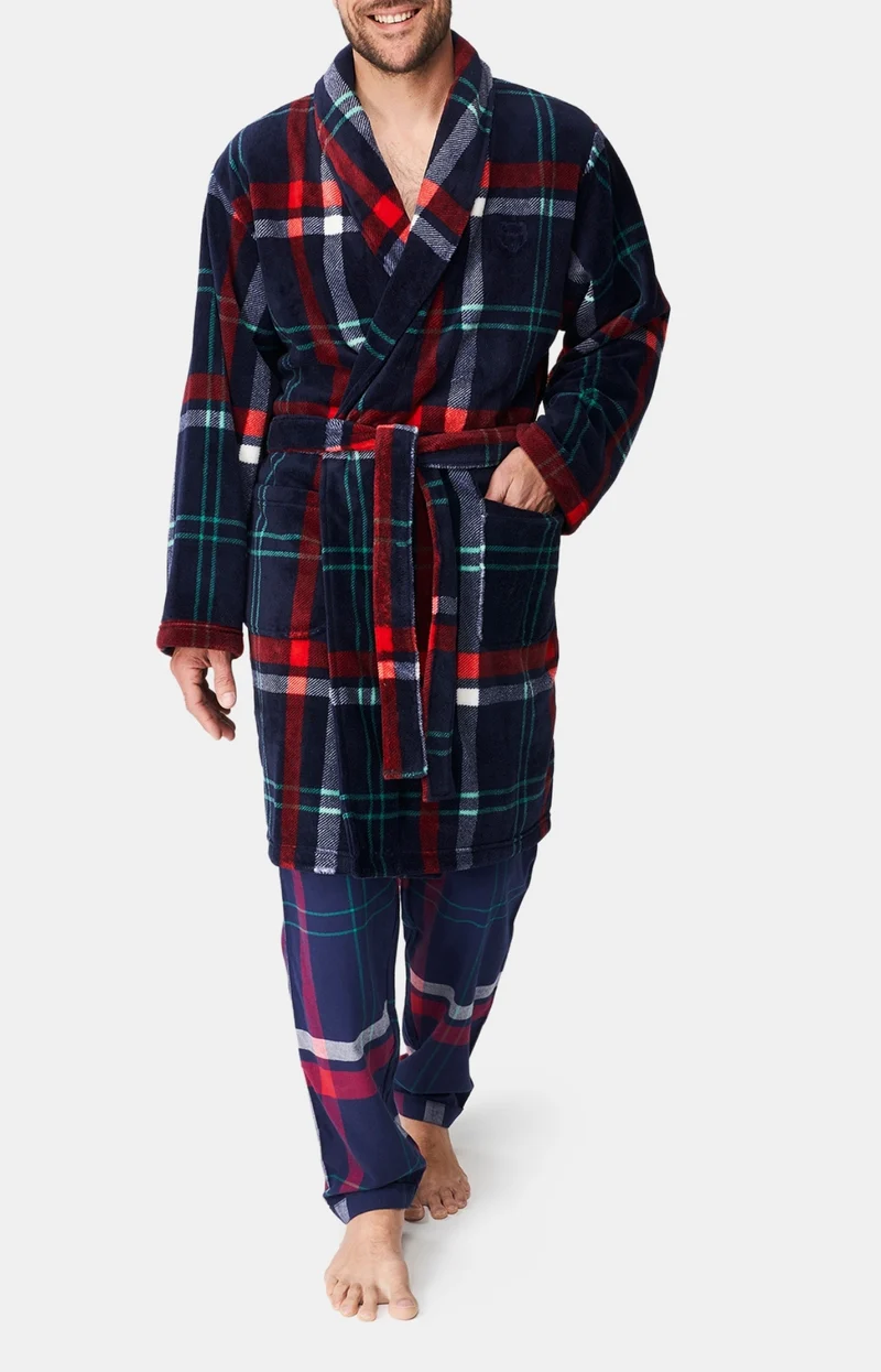 Robe de chambre polaire - Carreaux Hugo