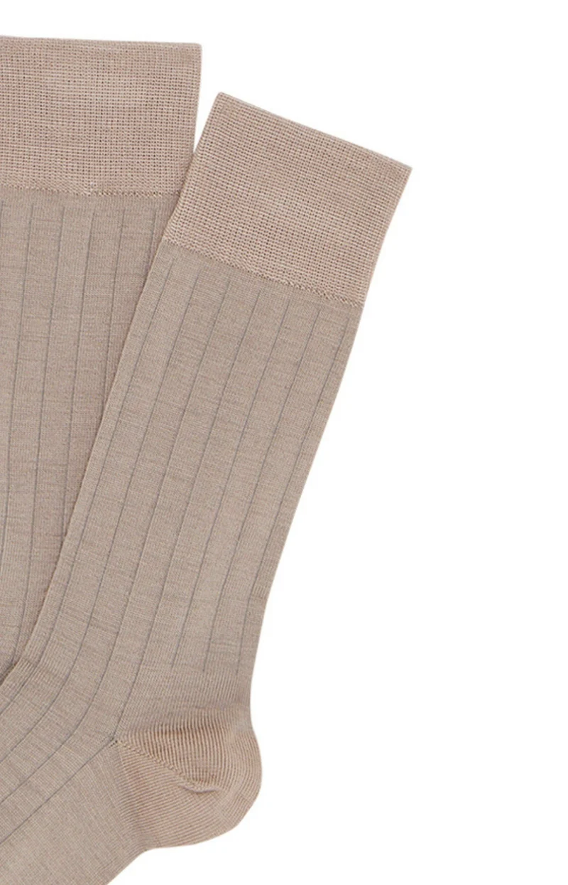 Chaussettes laine et coton - Taupe
