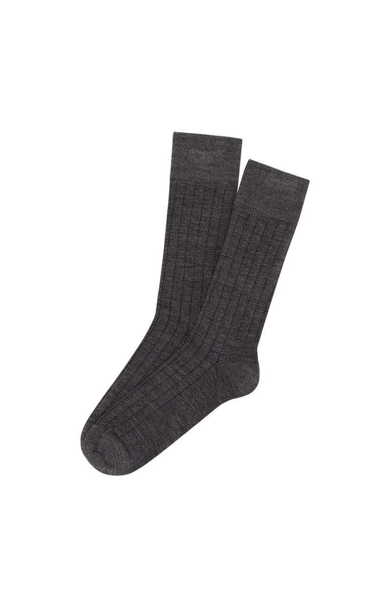 Chaussettes laine et coton - Anthracite