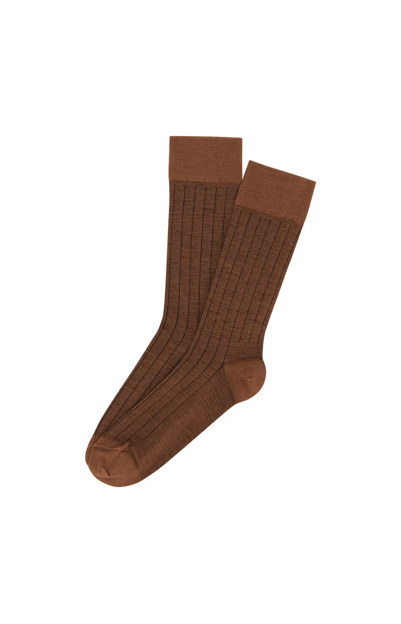 Chaussettes laine et coton - Café