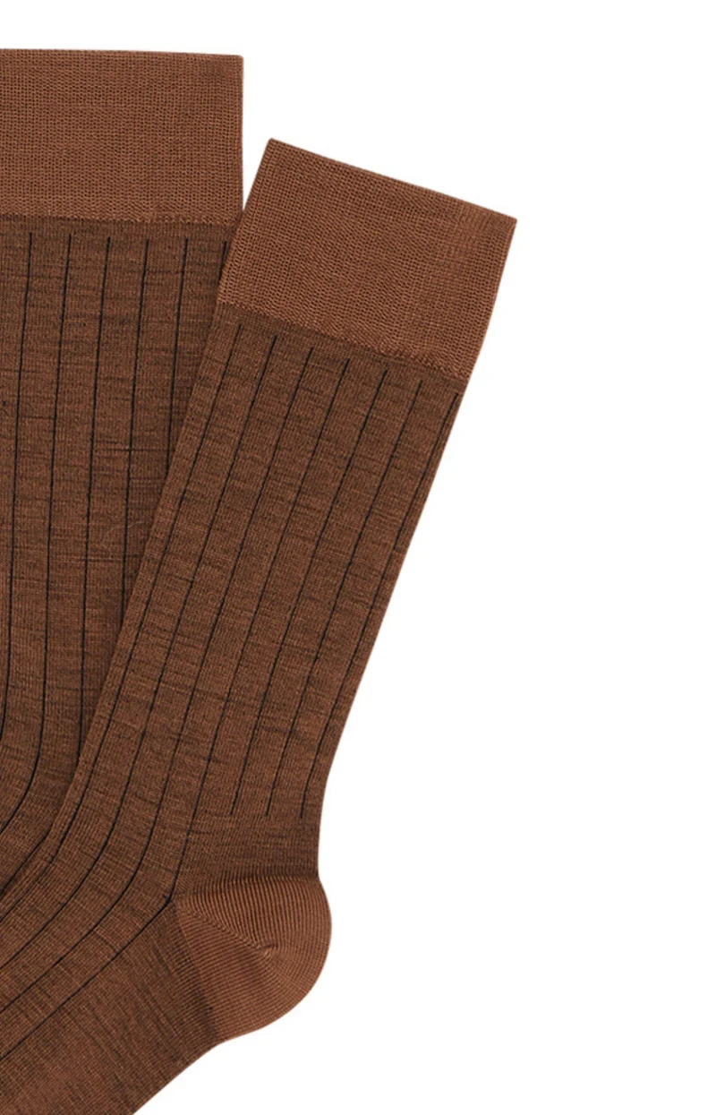 Chaussettes laine et coton - Café