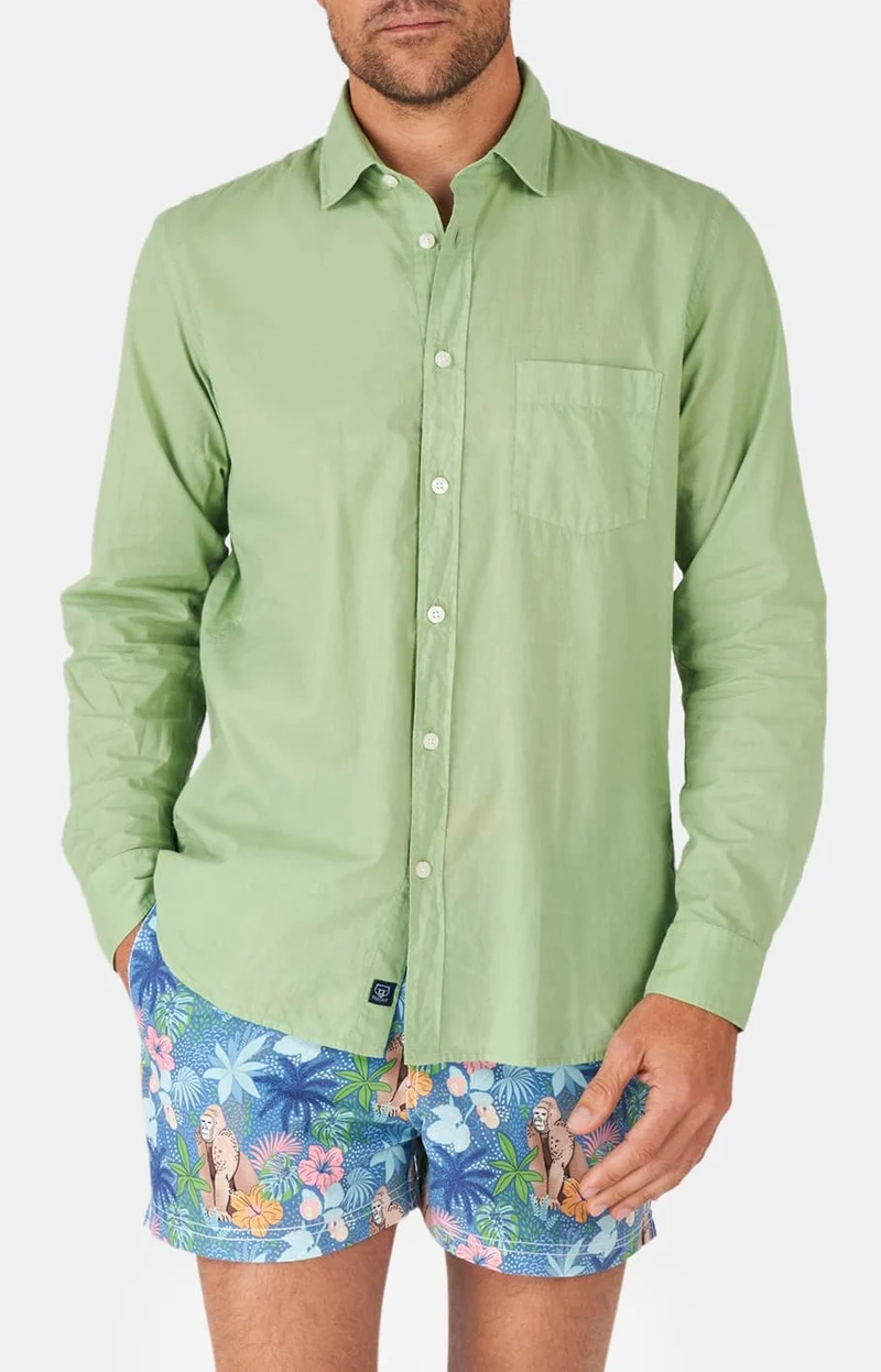 Chemise manches longues - Voile de coton Green