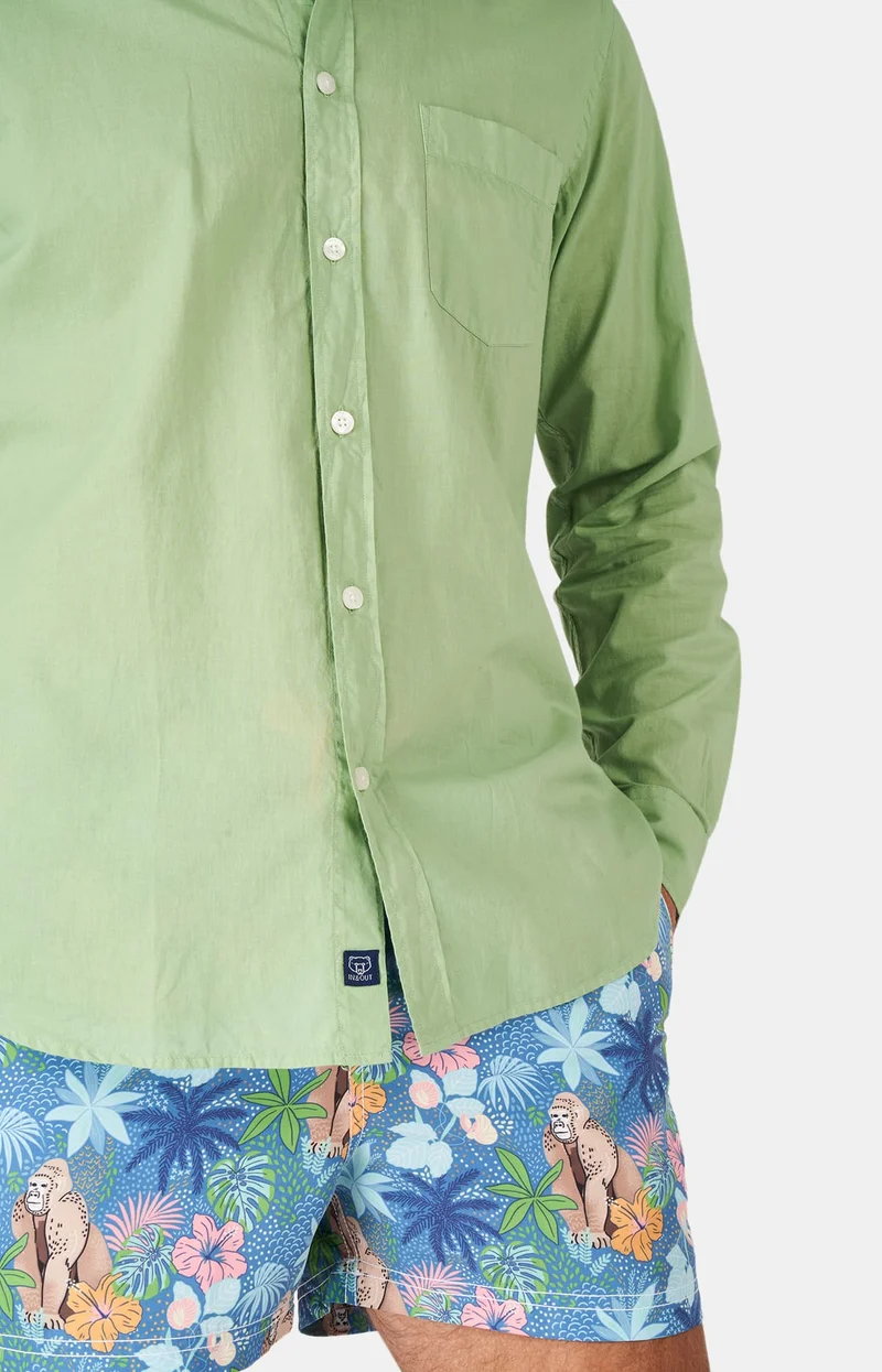 Chemise manches longues - Voile de coton Green