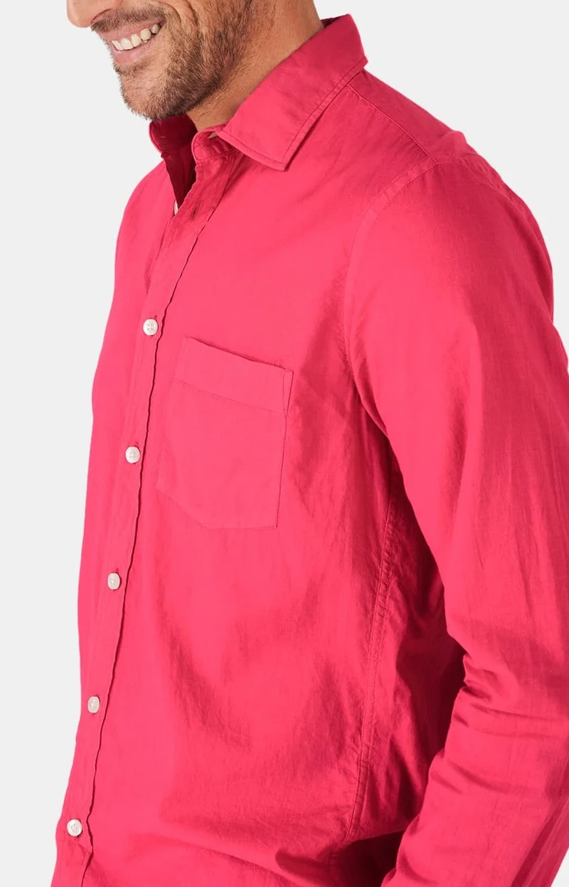 Chemise manches longues - Voile de coton Framboise