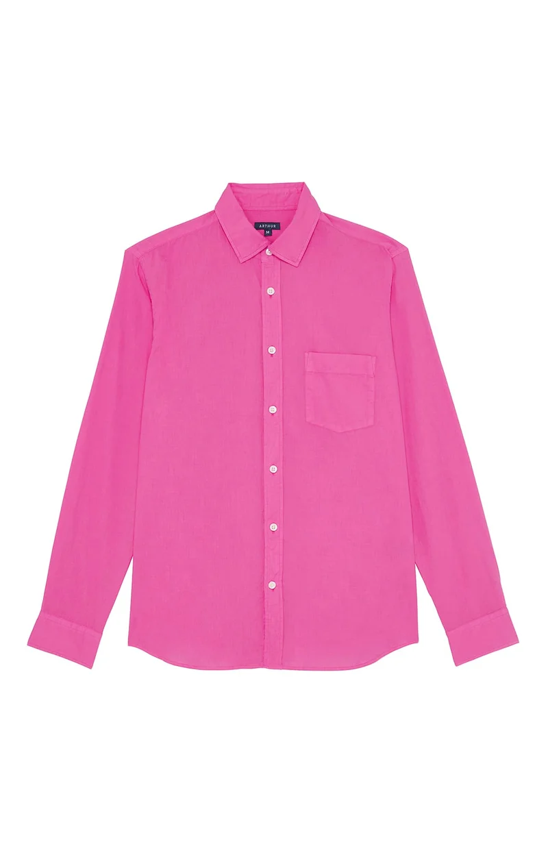 Chemise manches longues - Voile de coton Framboise