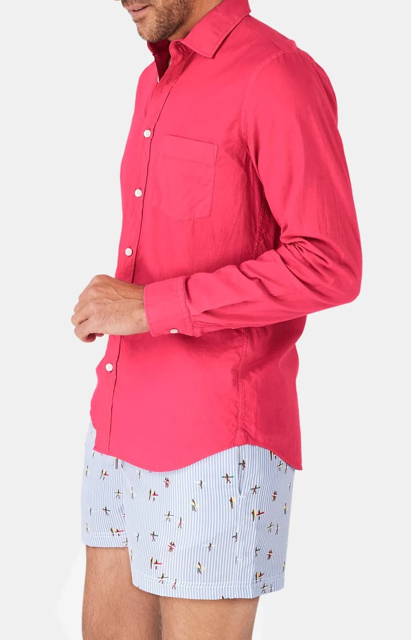 Chemise manches longues - Voile de coton Framboise