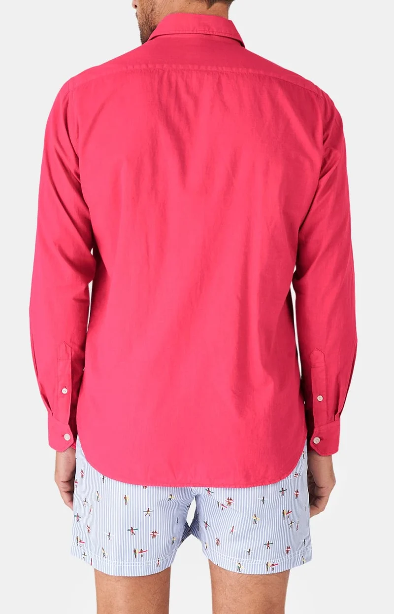 Chemise manches longues - Voile de coton Framboise