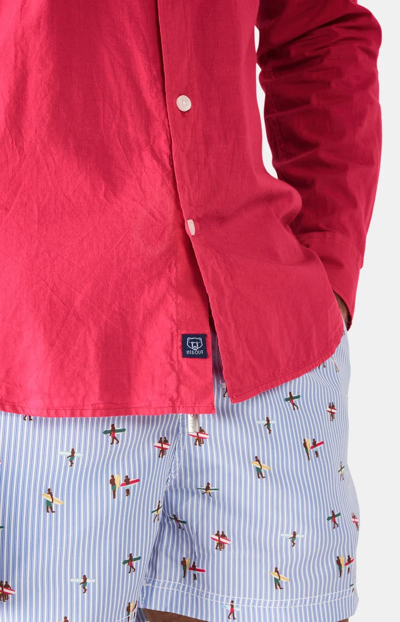 Chemise manches longues - Voile de coton Framboise