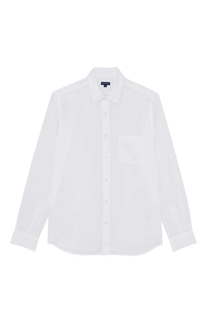 Chemise manches longues - Voile de coton Blanc