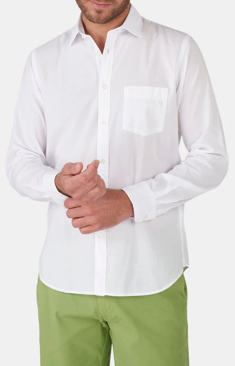 Chemise manches longues - Voile de coton Blanc