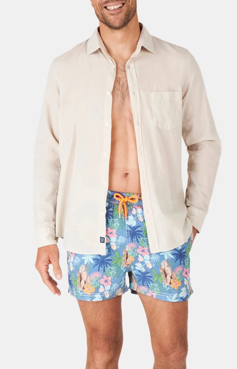 Chemise manches longues - Voile de coton Beige