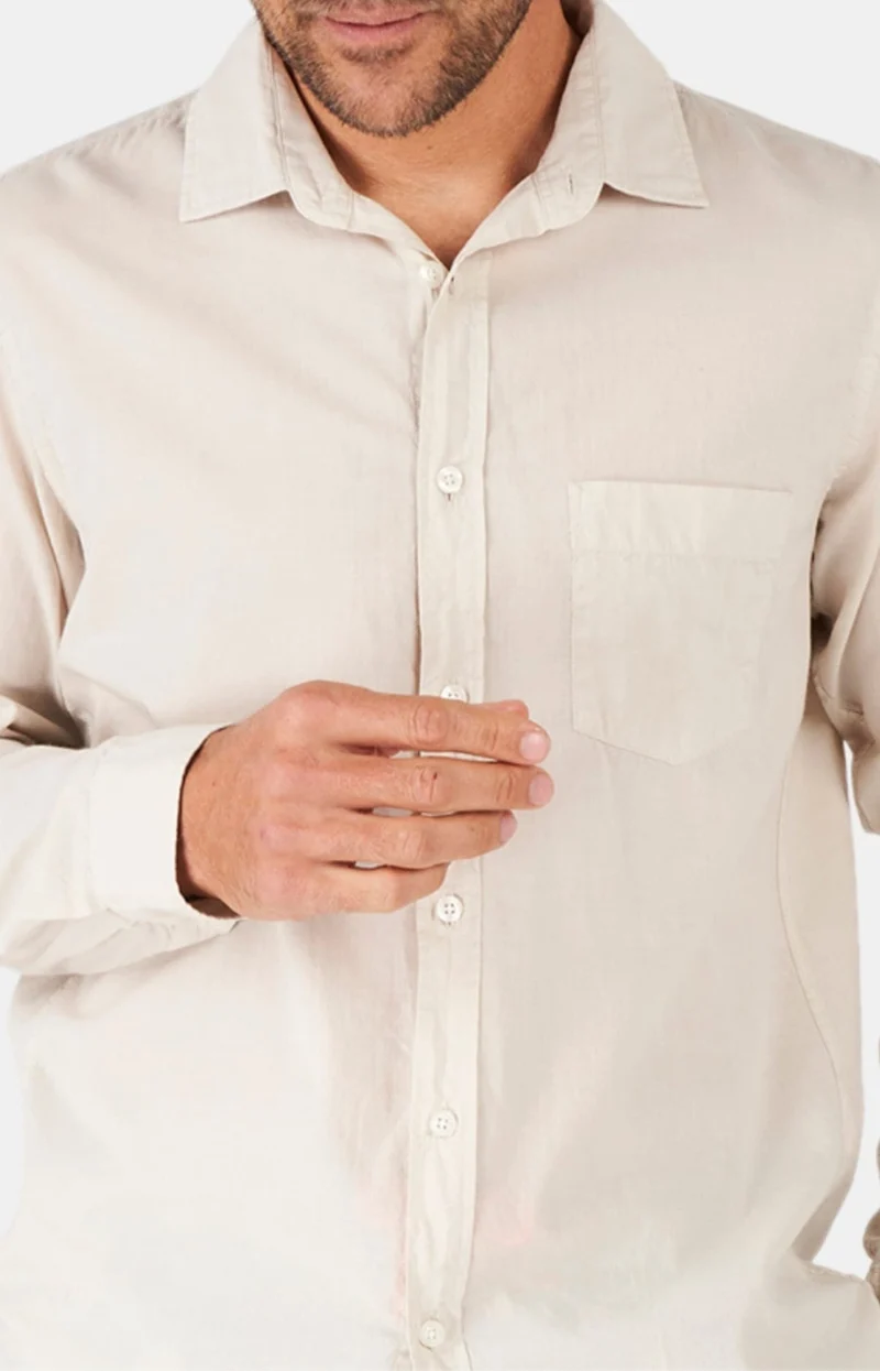 Chemise manches longues - Voile de coton Beige