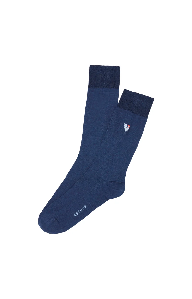 Chaussettes en fil d'écosse brodées - Coq