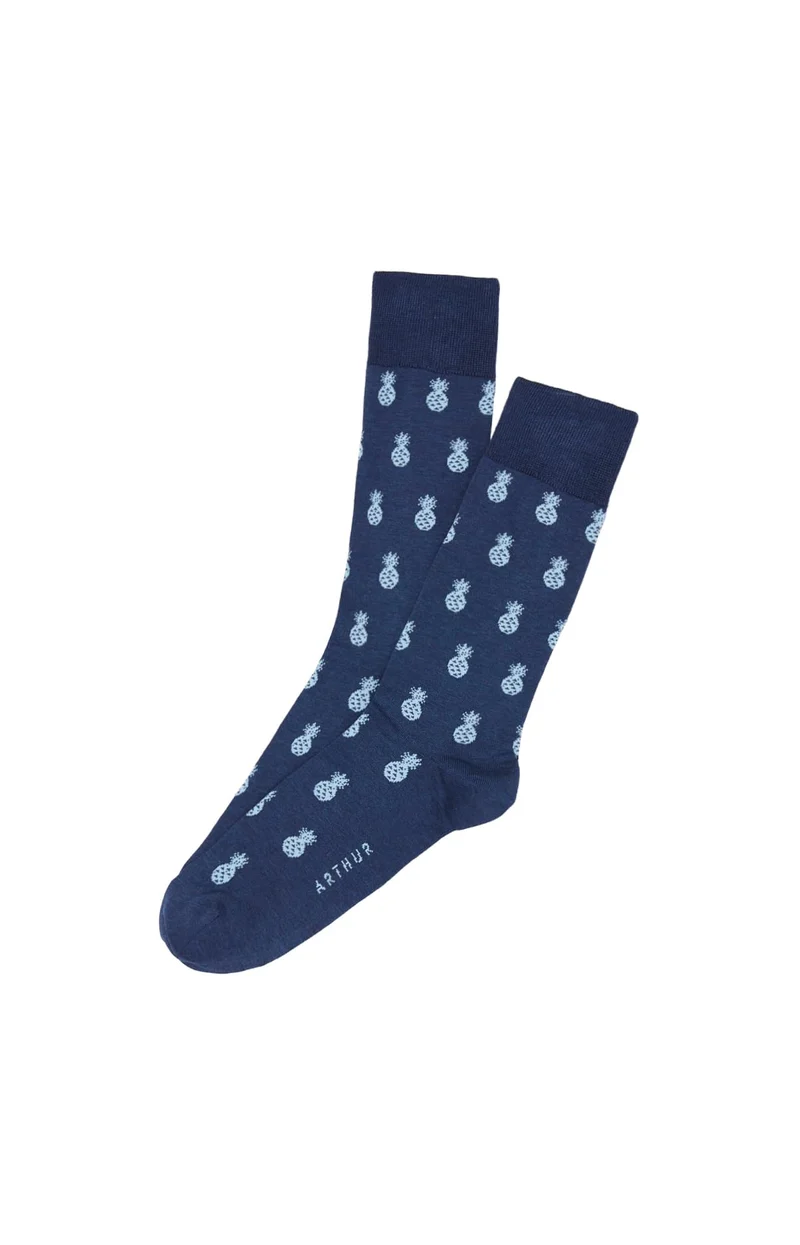 Chaussettes en fil d'écosse - Ananas Marine
