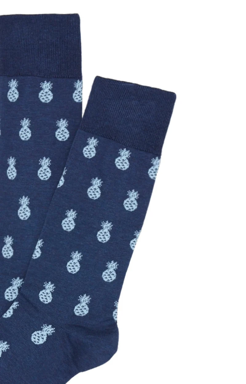 Chaussettes en fil d'écosse - Ananas Marine