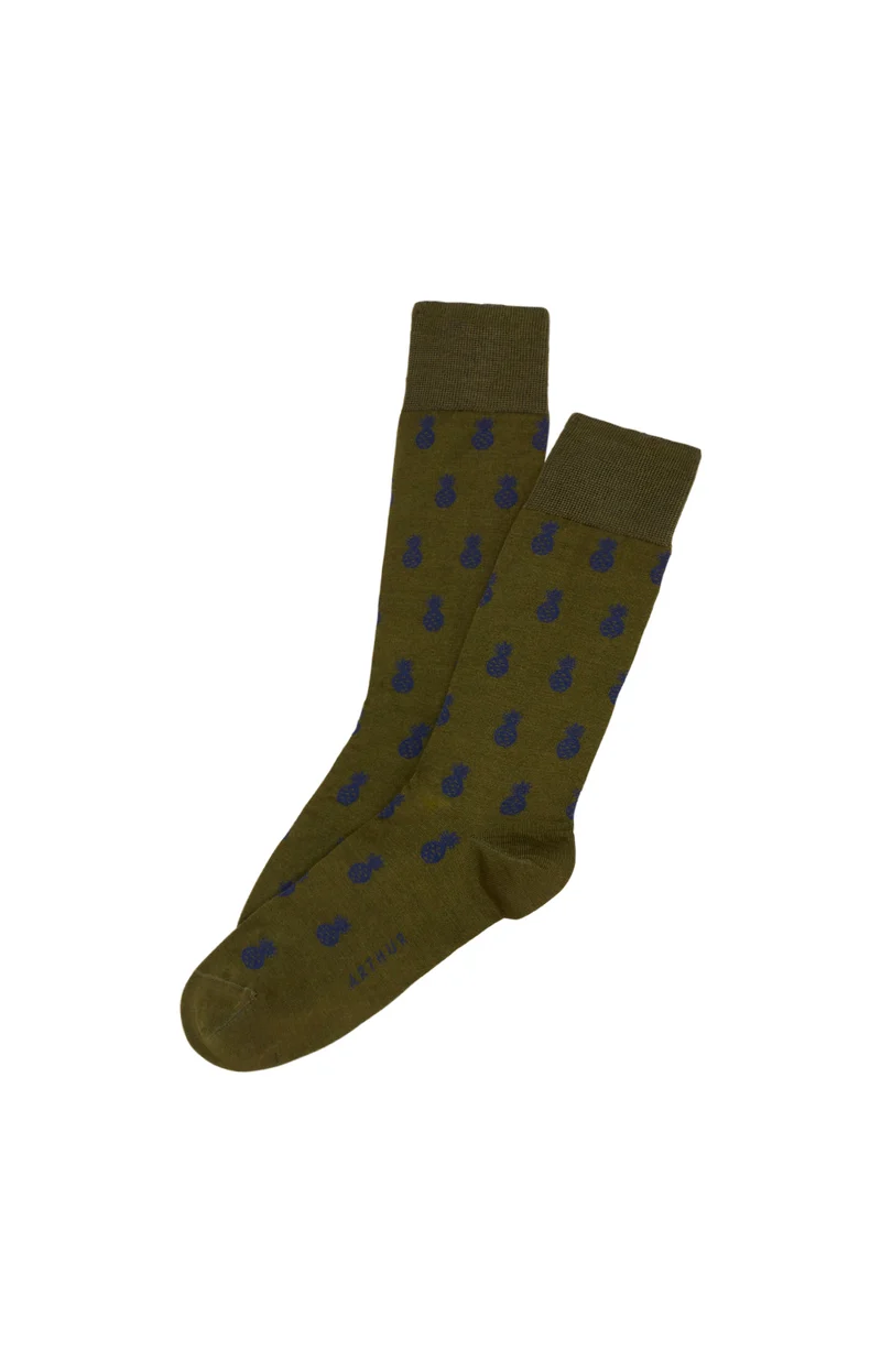 Chaussettes en fil d'écosse - Ananas Kaki