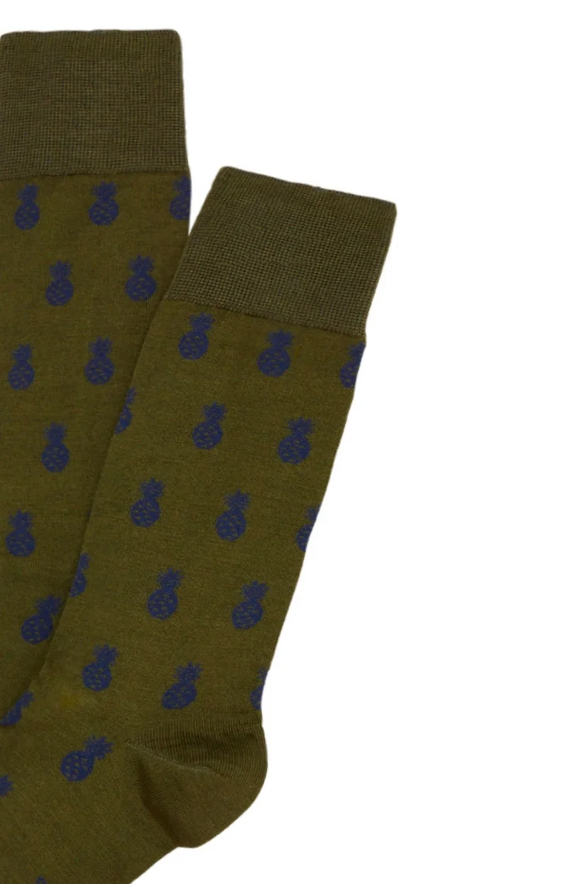 Chaussettes en fil d'écosse - Ananas Kaki