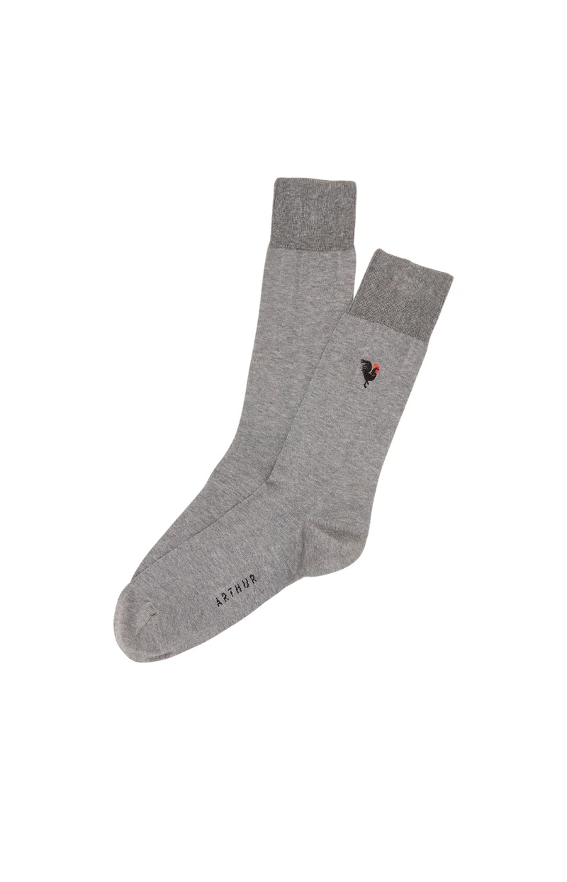 Chaussettes en fil d'écosse brodées - Coq