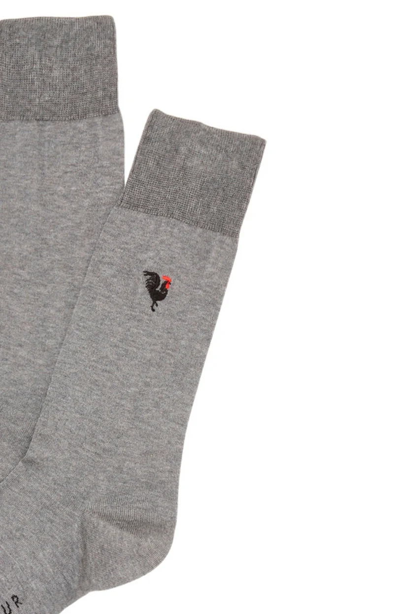 Chaussettes en fil d'écosse brodées - Coq