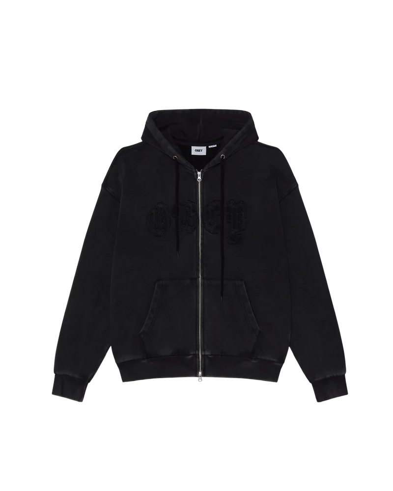 OBEY OBEY GOTHIC ZIP HOOD DUSTY BLACK LIMO