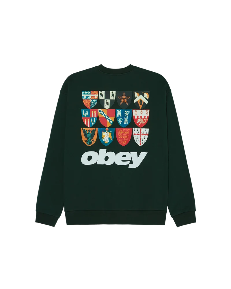 OBEY SHIELDS EXTRA HEAVY CREWNECK GREEN GABLES