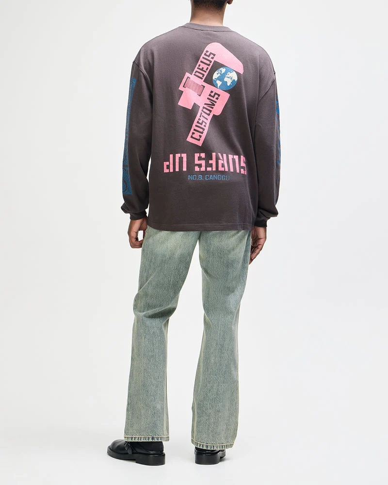 Deus Ex Machina Swell Maps Os Ls Tee Anthracite Grey