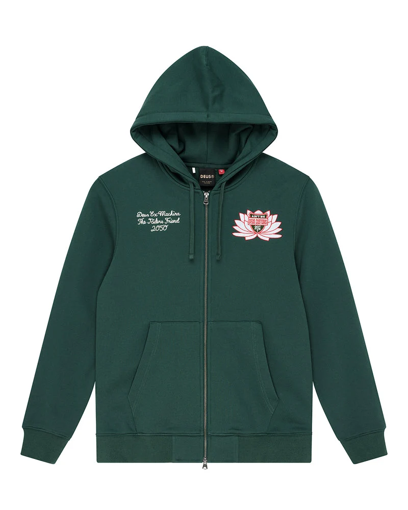 Deus Ex Machina Sacred Crest Zip Hoodie Racing Green
