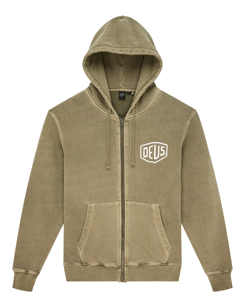 Deus Ex Machina Shield Gd Zip Hoodie Olive Green