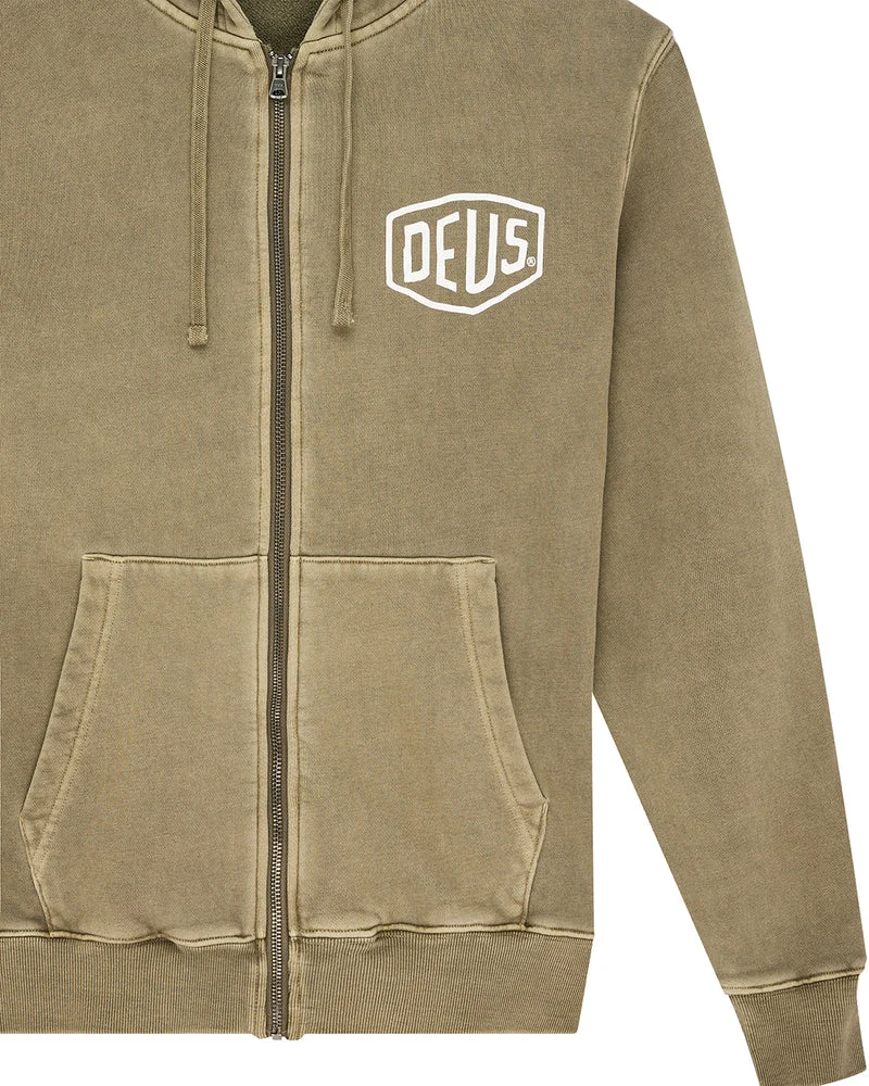 Deus Ex Machina Shield Gd Zip Hoodie Olive Green